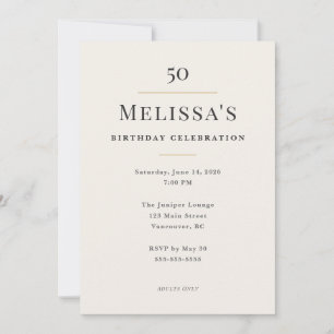 Elegante Minimal 50. Geburtstagsfeier Einladung