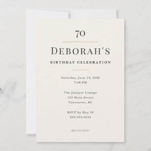 Elegante Minimal 70. Geburtstagsfeier Einladung