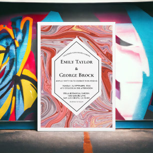 Elegante Minimal Abstrakte Hochzeit Lava Einladung