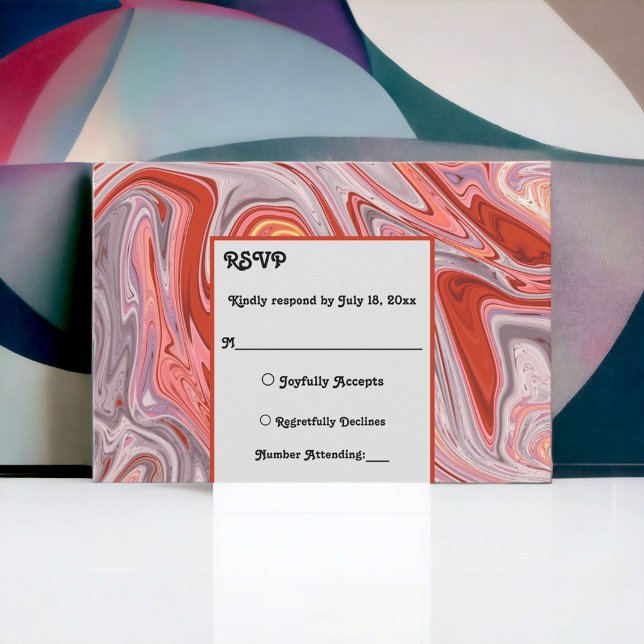 Elegante Minimal Abstrakte Hochzeit Lava RSVP Karte (Von Creator hochgeladen)