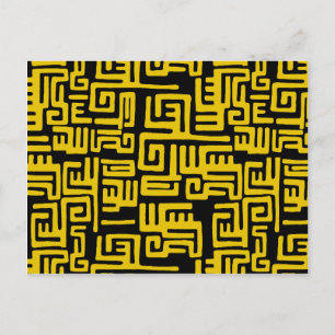 Elegante Minimal African Tribal Muster Gelbe Linie Postkarte