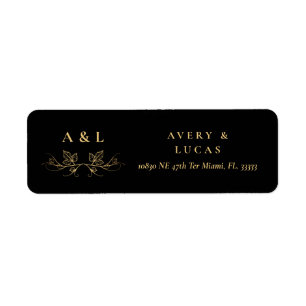 Elegante Minimal Black Gold Monogram Wedding Retur