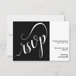 Elegante Minimal Black & White Calligraphy Wedding RSVP Karte
