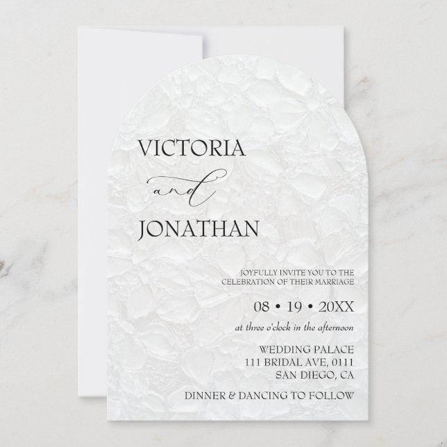 Elegante Minimal Black & White Wedding Einladung (Vorderseite)