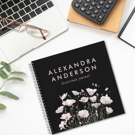 Elegante Minimal Boho Rosa Wildblumen Wasserfarben Notizbuch