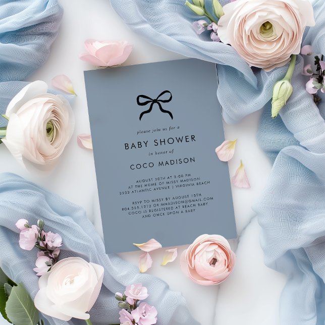 Elegante Minimal Bow Boy Baby Shower Einladung (Von Creator hochgeladen)