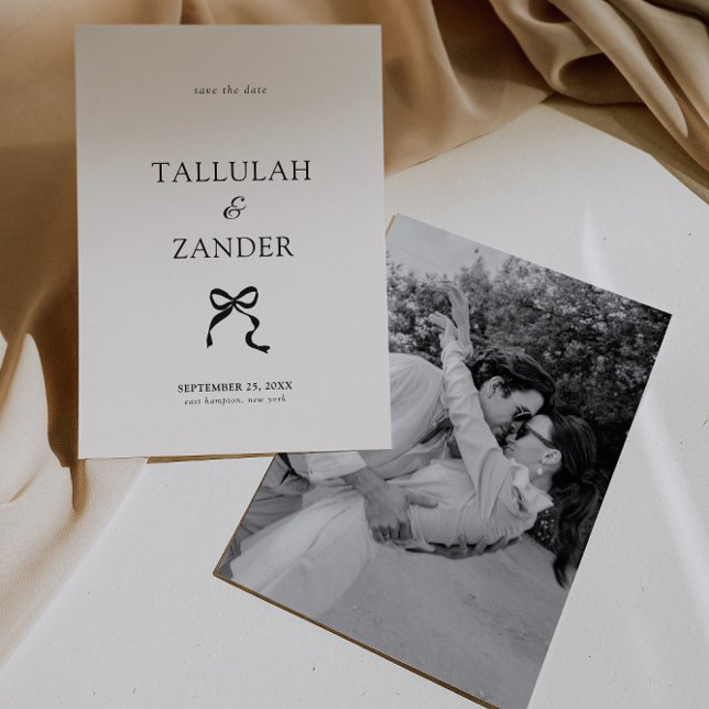 Elegante Minimal Bow Wedding Save The Date (Von Creator hochgeladen)
