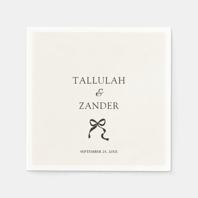 Elegante Minimal Bow Wedding Serviette (Vorderseite)