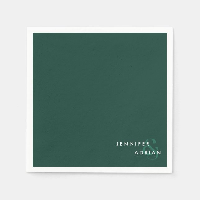 Elegante Minimal Brunswick Green Moderne Hochzeit Serviette (Vorderseite)