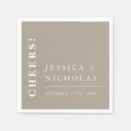 Elegante Minimal Cheers Olive Gray Moderne Hochzei Serviette