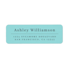 Elegante Minimal Chic Türkis Blaue Rücksendeadress