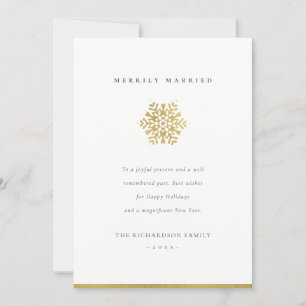 Elegante Minimal Gold Snowflake Verheiratet Feiertagskarte