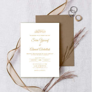 Elegante Minimal Gold Stylische Schrift Muslimisch Einladung