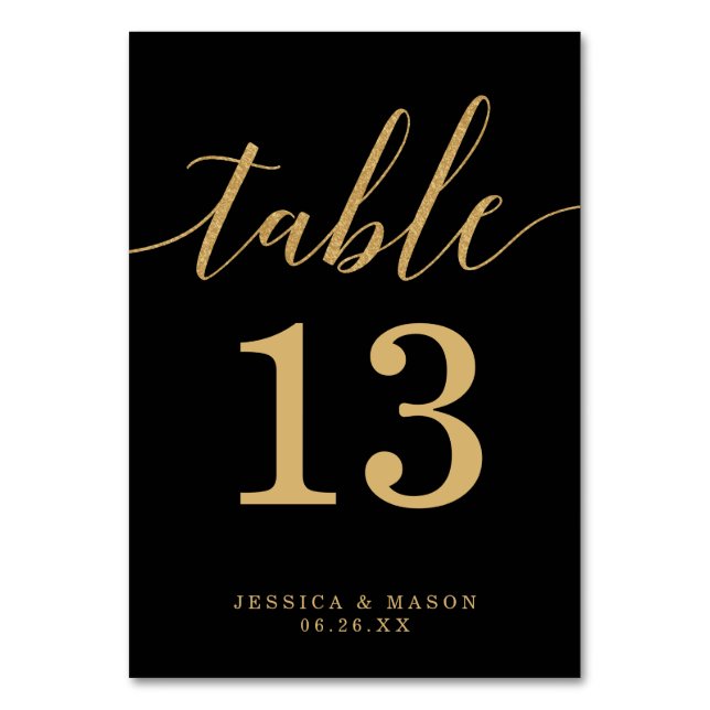 Elegante Minimal Gold Tischnummern (Vorderseite)