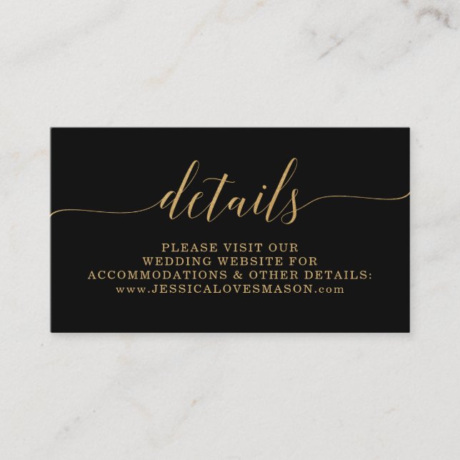 Elegante Minimal Gold Wedding Website Beipackkarte Begleitkarte (Vorderseite)