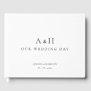 Elegante Minimal Initials Unser Hochzeitstag Musli Gästebuch