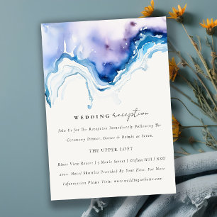 Elegante Minimal-Küsten-Meer-Strand-Hochzeitsempfa Begleitkarte