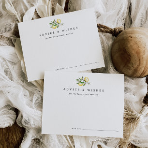 Elegante Minimal Lemon Brautparty Advice Card Postkarte