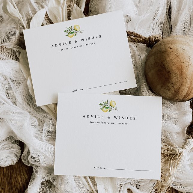 Elegante Minimal Lemon Brautparty Advice Card Postkarte (Von Creator hochgeladen)