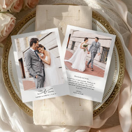 Elegante Minimal Love and Thanks Hochzeit 2 Foto   Dankeskarte