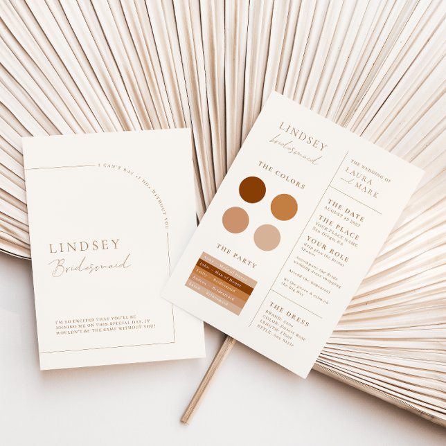 Elegante Minimal Modern Arch Bridesmaid Info Card Einladung (Von Creator hochgeladen)