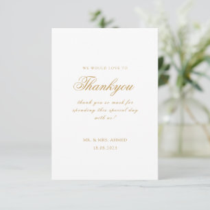 Elegante Minimal moderne White Script muslimische  Dankeskarte