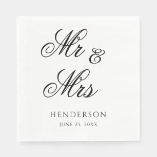 Elegante Minimal Mr. und Mrs.-Hochzeitsservietten Serviette