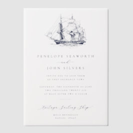 Elegante Minimal Nautical Ship Illustration Hochze