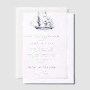 Elegante Minimal Nautical Ship Illustration Hochze