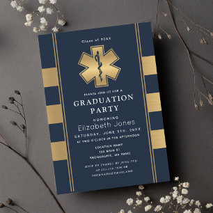 Elegante Minimal Paramedic Graduation Party Einladung