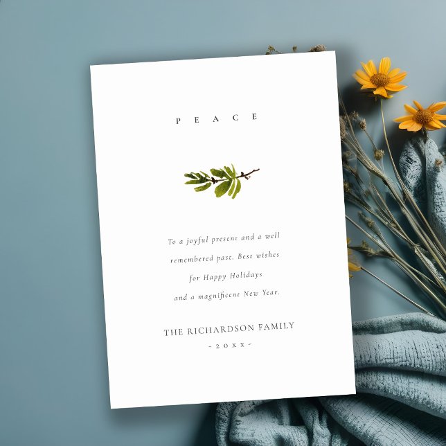 Elegante Minimal Pine Branch Weihnachtsfest Feiertagskarte (Von Creator hochgeladen)