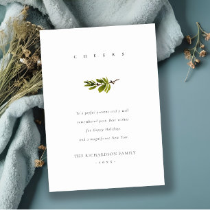 Elegante Minimal Pine Branch Weihnachtsjubeln Feiertagskarte