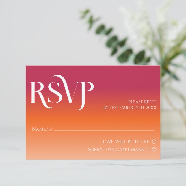 Elegante Minimal RSVP Karte (Stehend Vorderseite)