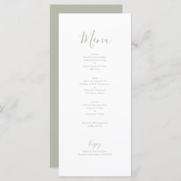 Elegante Minimal Sage Green Wedding Menu Card