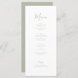 Elegante Minimal Sage Green Wedding Menu Card