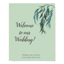 Elegante Minimal Sage Green Willow Branch Wedding
