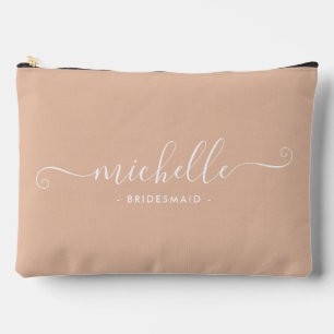 Elegante Minimal Sand Beige Personalisierte Brautj Zubehörtasche