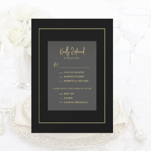 Elegante Minimal Schwarz und Gold Dinner UAWG Einladung
