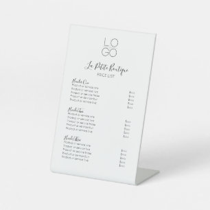 Elegante Minimal-Script-3-Sektionen Preisliste Sockelschild