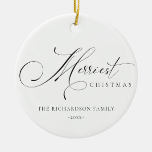 Elegante Minimal Script Einfachste Weihnachtsgrü Keramik Ornament