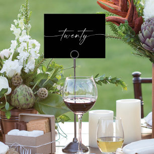 Elegante Minimal-Script-Karten Anzahl 20 Tischnummer