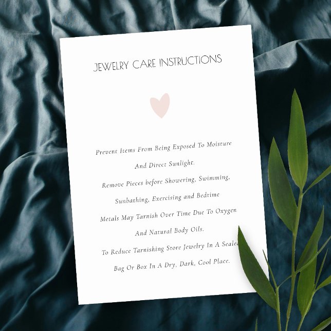 Elegante Minimal Simple Blush Heart Juwelry Care Visitenkarte (Von Creator hochgeladen)
