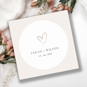 Elegante Minimal Simple Blush Pink Heart Wedding Runder Aufkleber