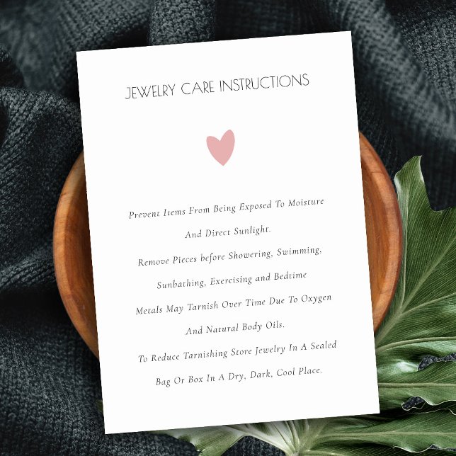 Elegante Minimal Simple Pink Heart Juwelry Care Visitenkarte (Von Creator hochgeladen)