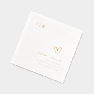 Elegante Minimal Topographie Herz Monogramm Hochze Servietten Mit Folie