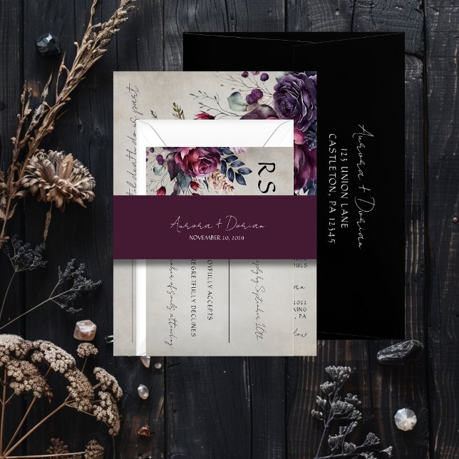 Elegante Minimal Typografy Maroon Wedding Einladungsbanderole (Von Creator hochgeladen)