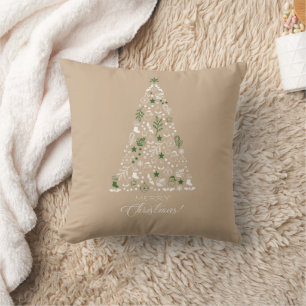 Elegante Minimal Watercolor Christmastree Holidays Kissen