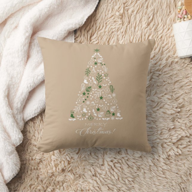 Elegante Minimal Watercolor Christmastree Holidays Kissen (Decke)