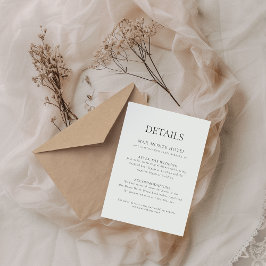 Elegante Minimal Wedding Details - Eintrittskarte Einladung