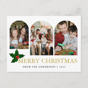 Elegante Minimal-Weihnachten Moderne Familie 3 F Feiertagspostkarte